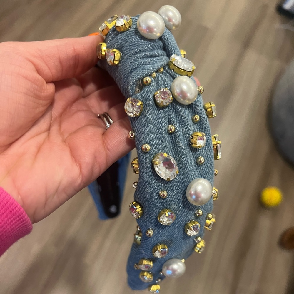 Lele Sadoughi Denim Embellished Headband